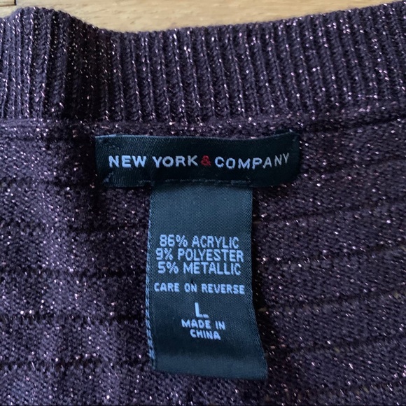 New York & Company Purple Metallic V-neck Sweater - Large - Picture 10 of 13